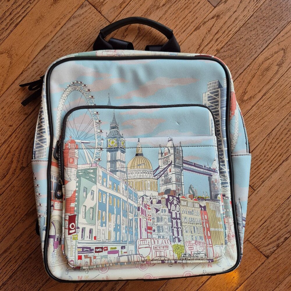 Parfois Travel Backpack with London City Print